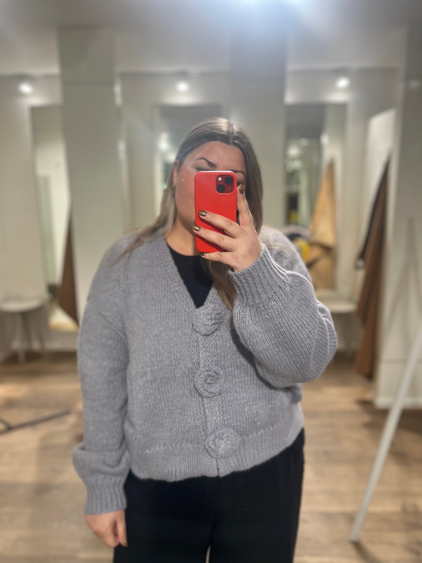 PCFATIMA Knit Cardigan - Medium Grey Melange