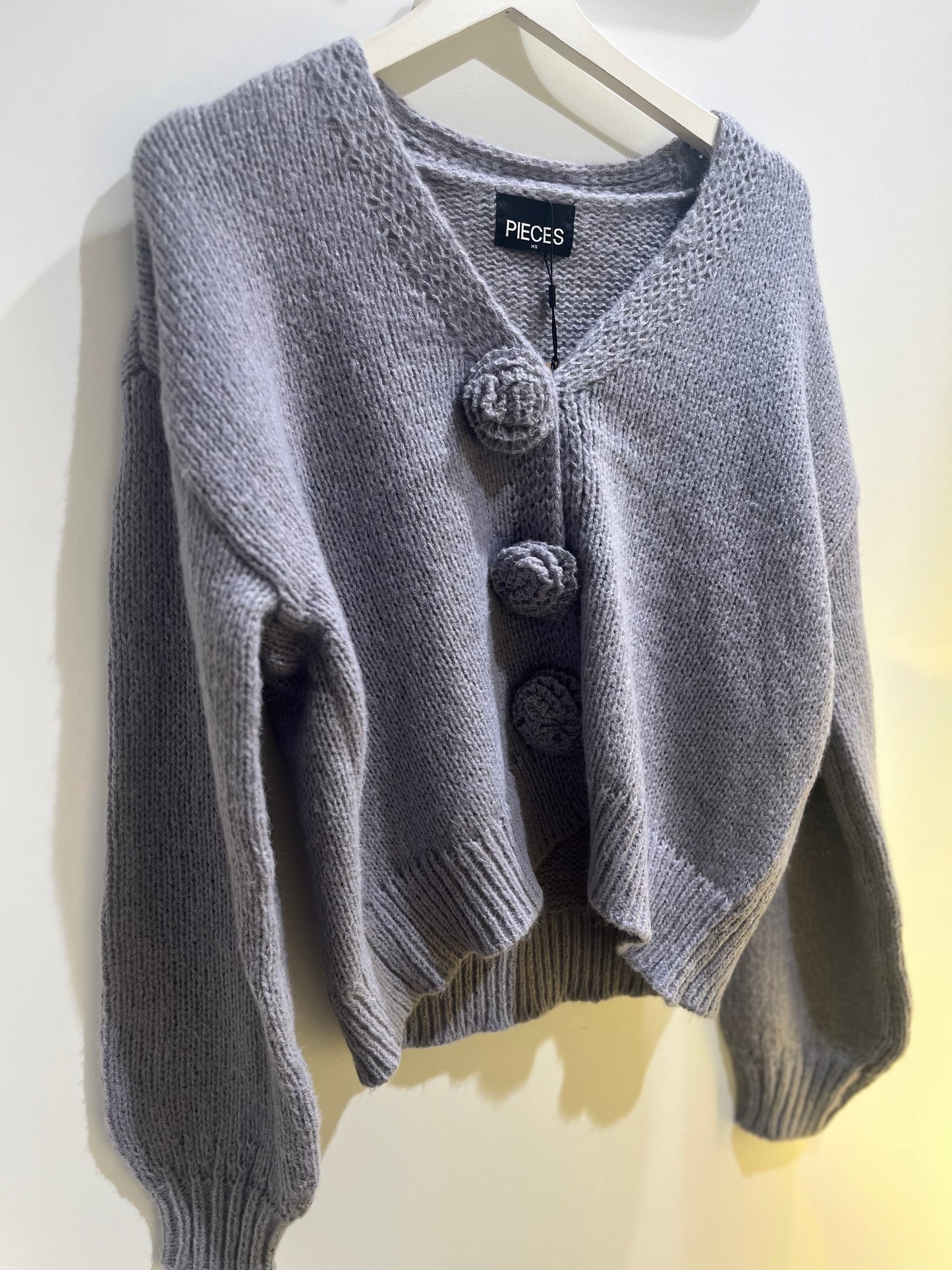 PCFATIMA Knit Cardigan - Medium Grey Melange