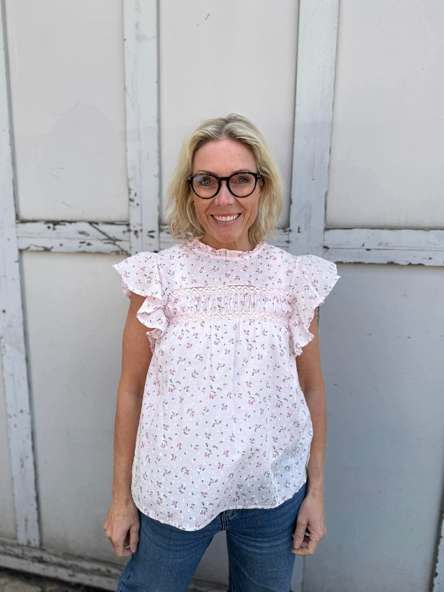 VMTRINE bluse - Pink-A-Boo x Blomster
