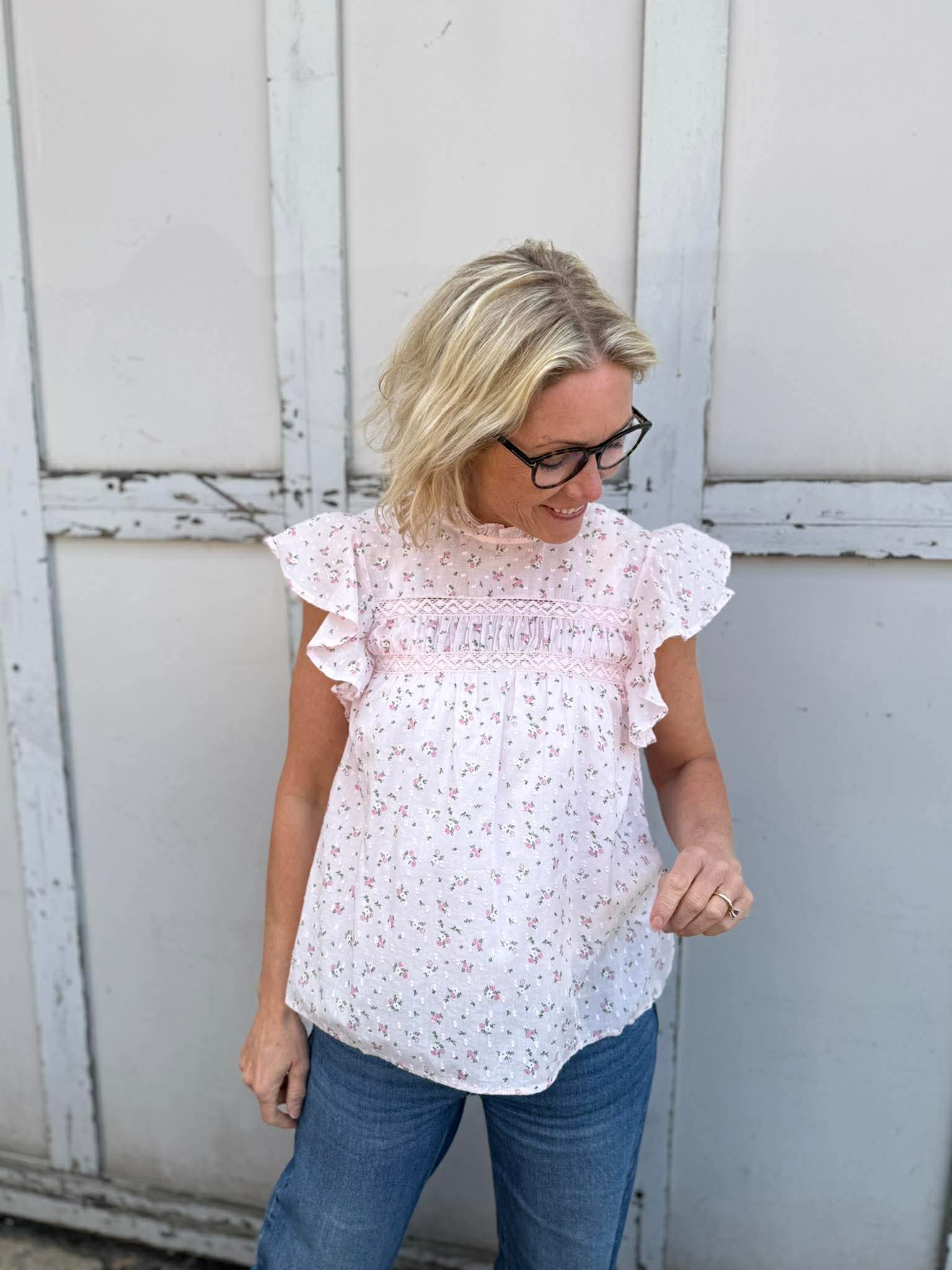 VMTRINE bluse - Pink-A-Boo x Blomster