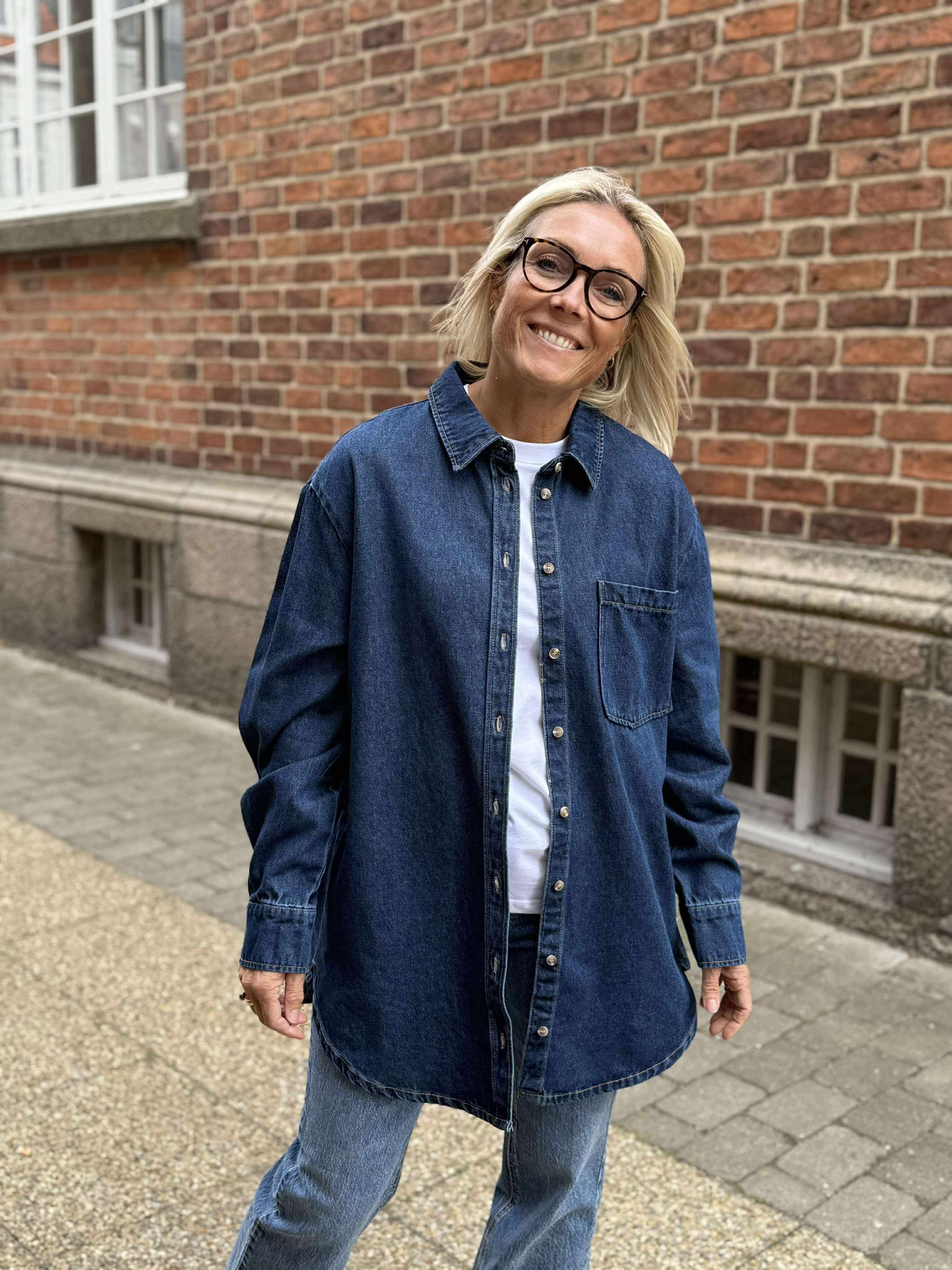 PCMAISIE Denim Shirt - Dark Blue Denim