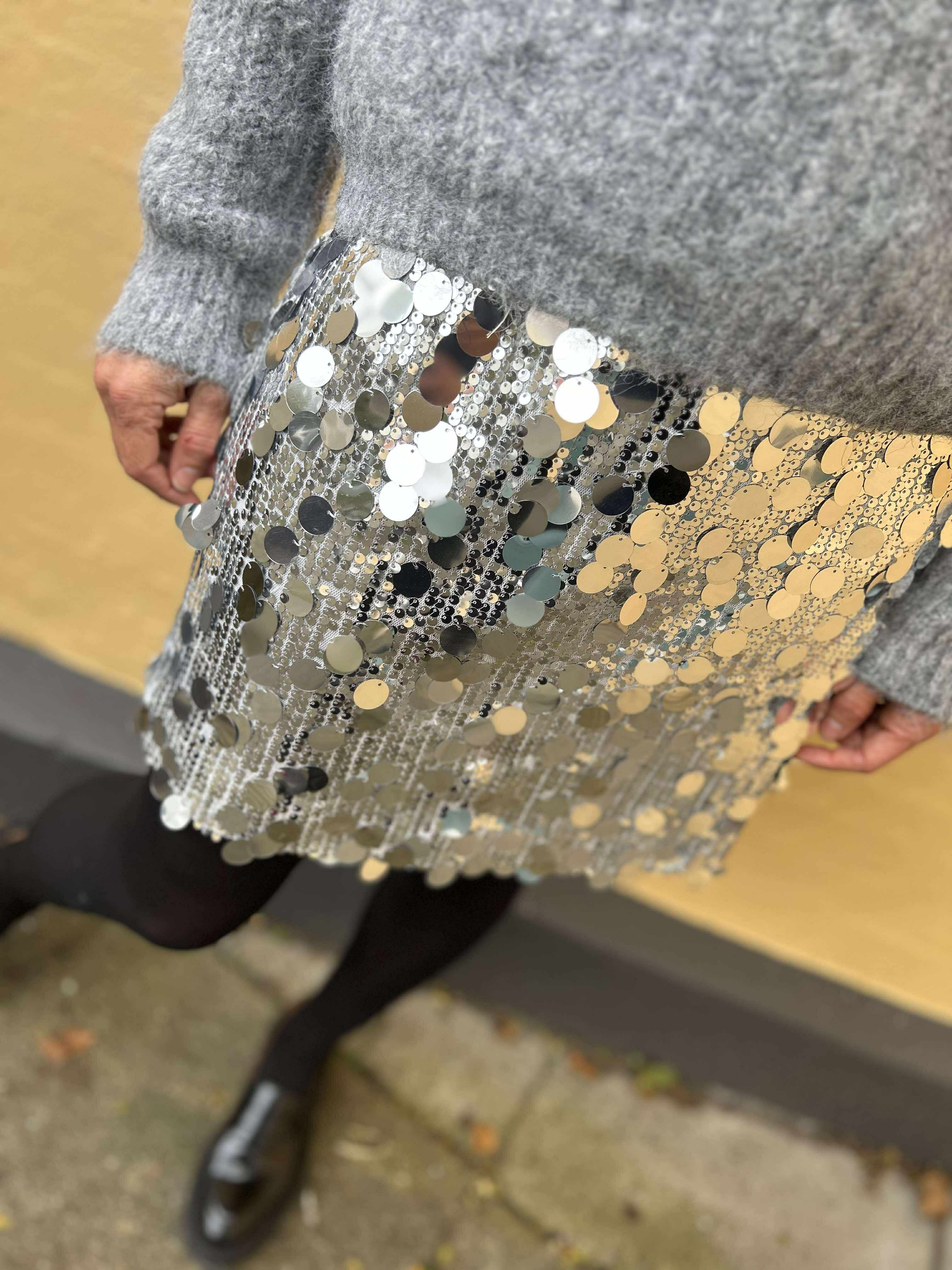 PCMALOU Mini Skirt - Silver Colour