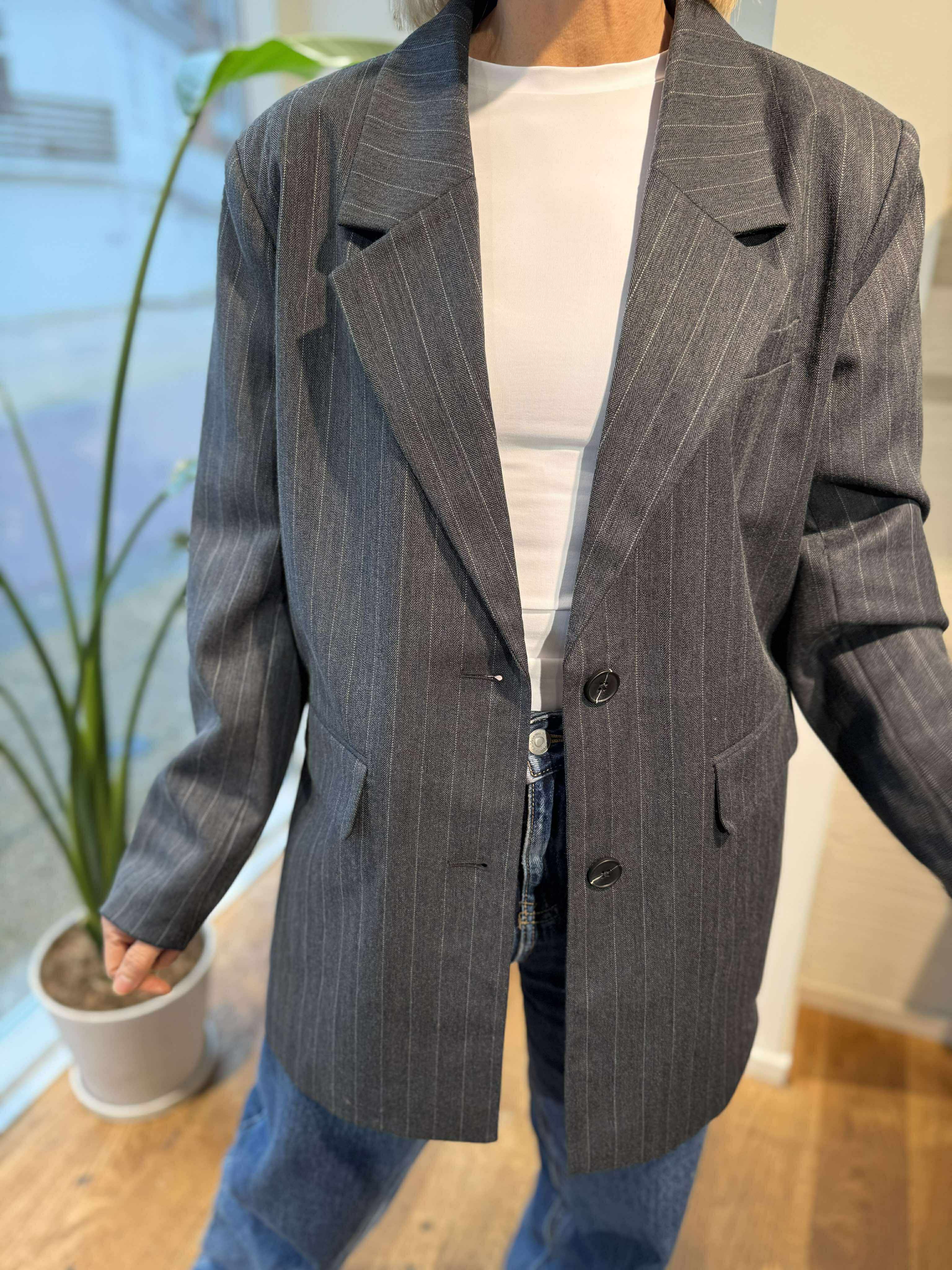 NMCELIA Blazer - Dark Grey Melange