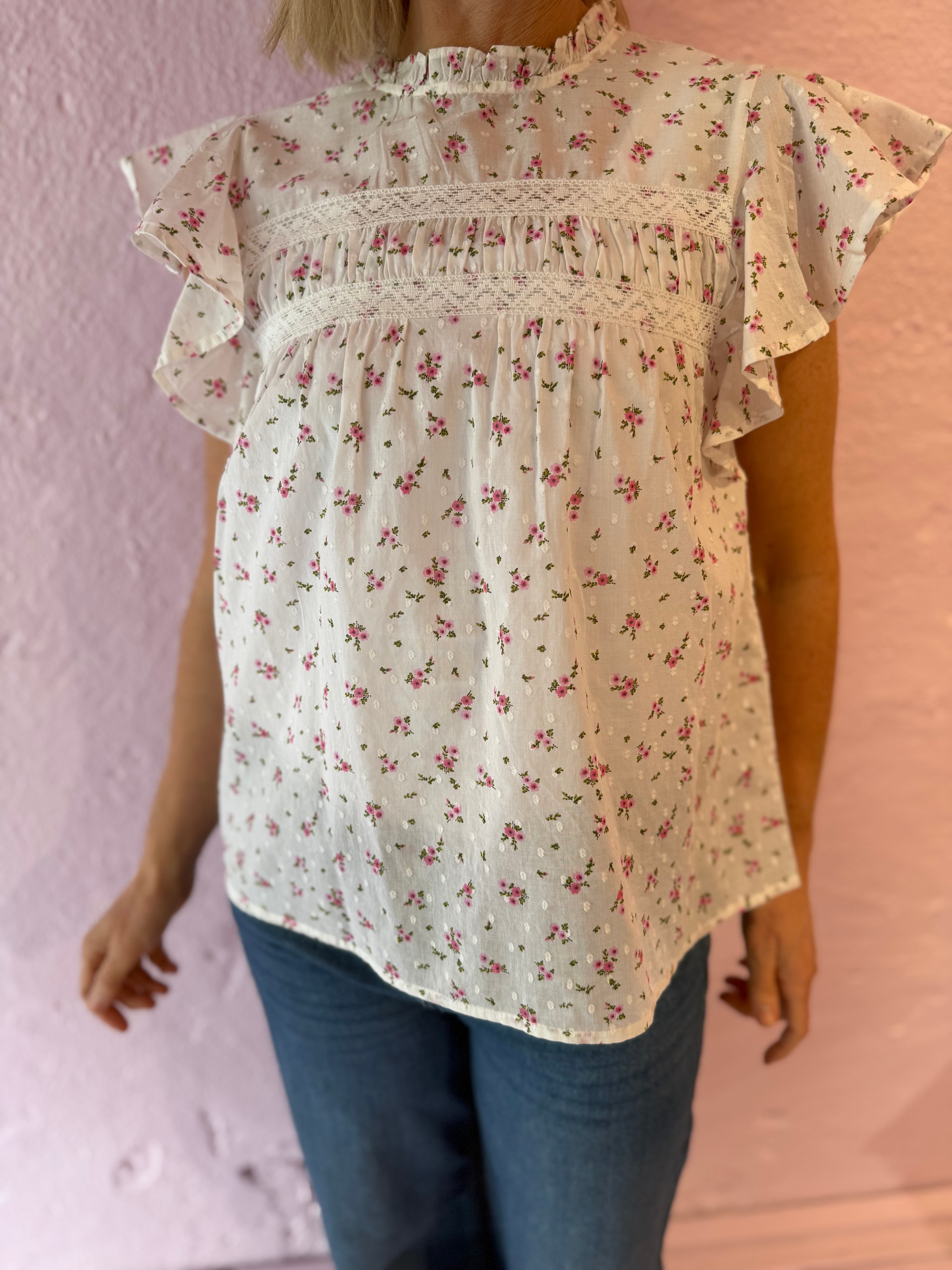 VMTRINE Top - Lyserød blomst