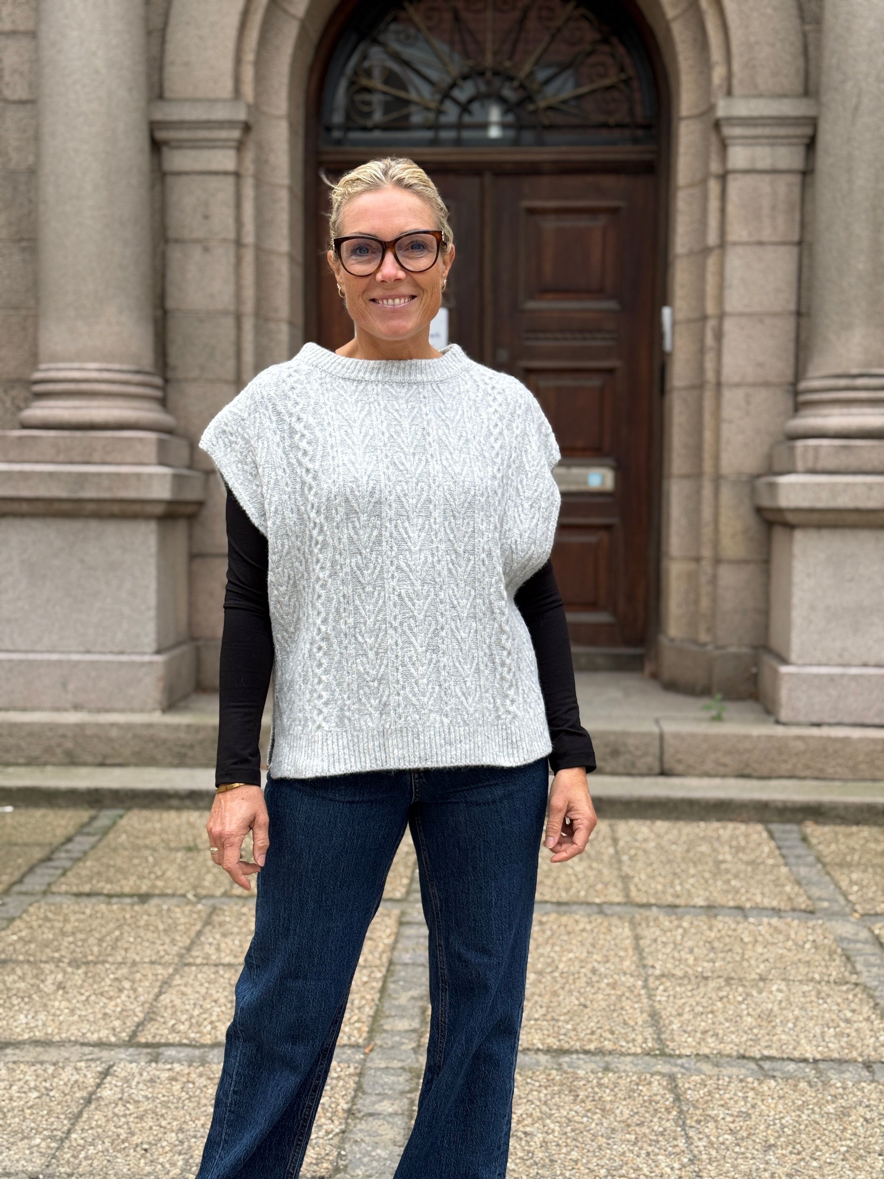 PCNOSIE Poncho - Light Grey Melange
