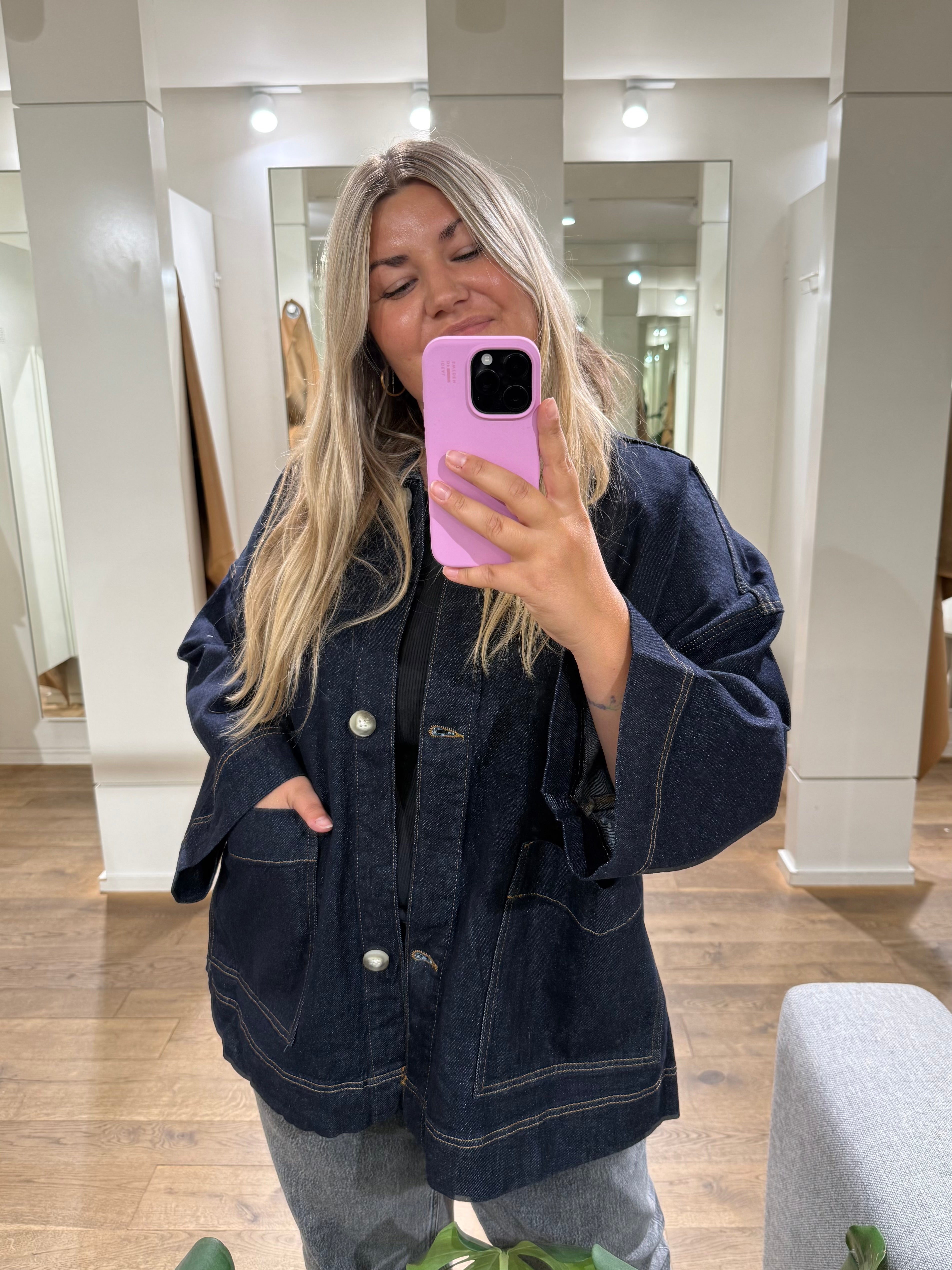 AWVERENA Denim Jacket - Dark Blue Denim