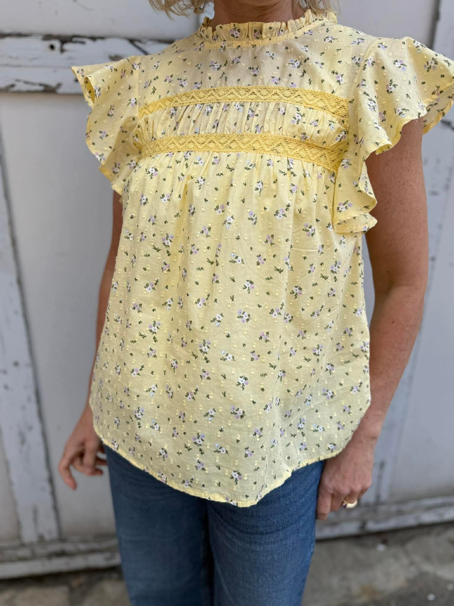 VMTRINE bluse - Pale Banana x Blomster