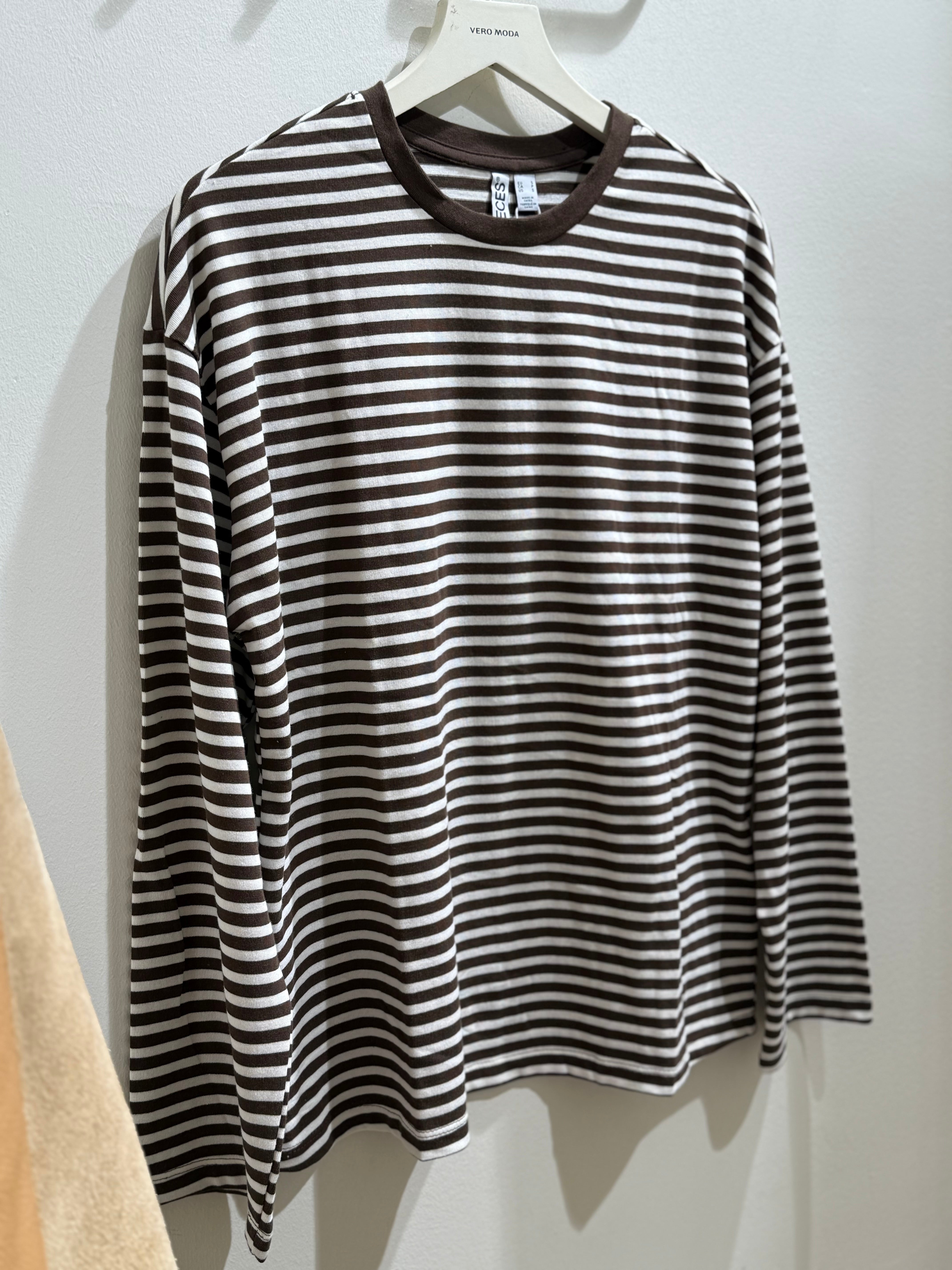 PCSADIE T-Shirt - Hot Fudge striber