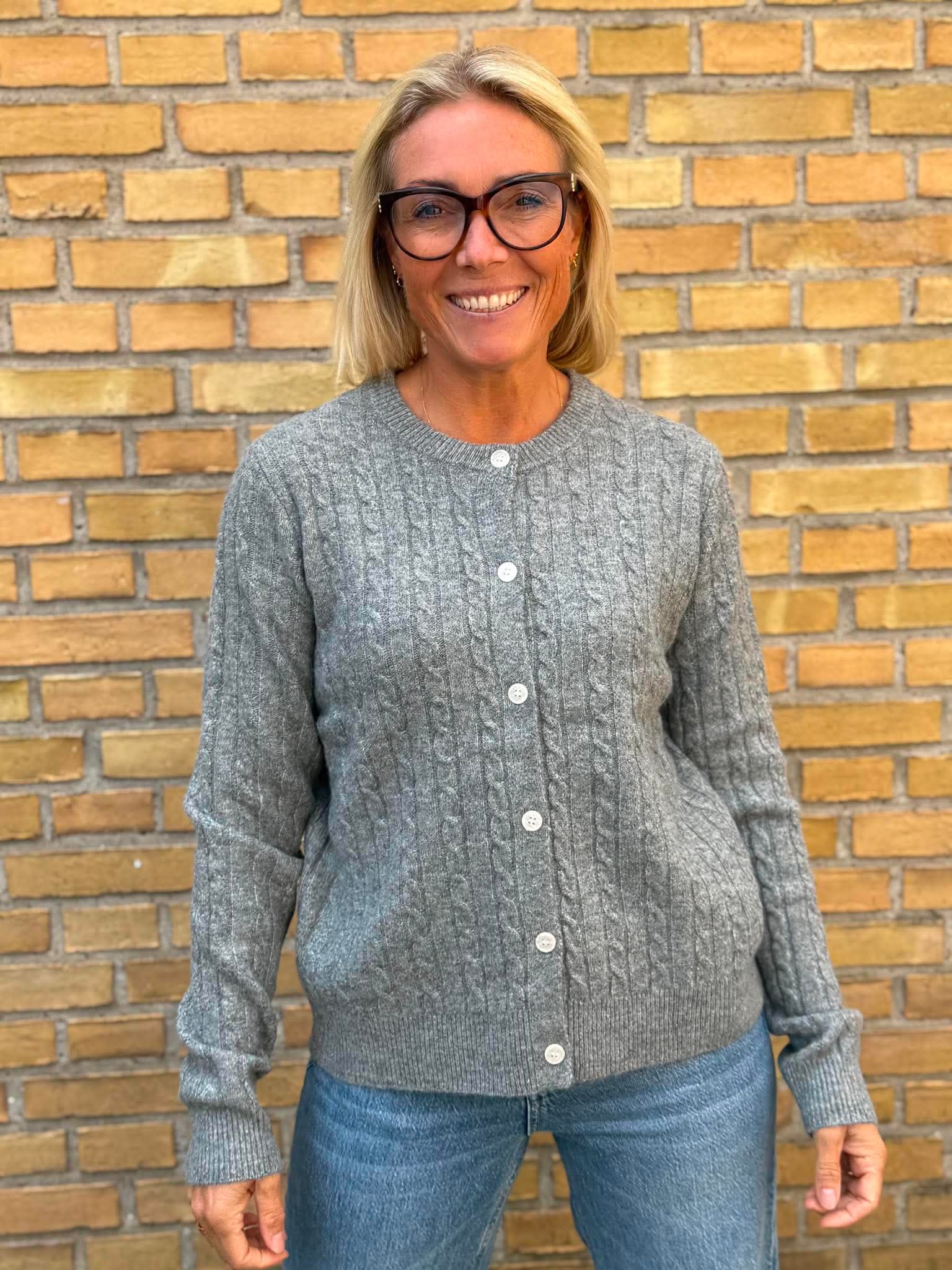 PCSILLY Knitted Cardigan - Medium Grey Melange