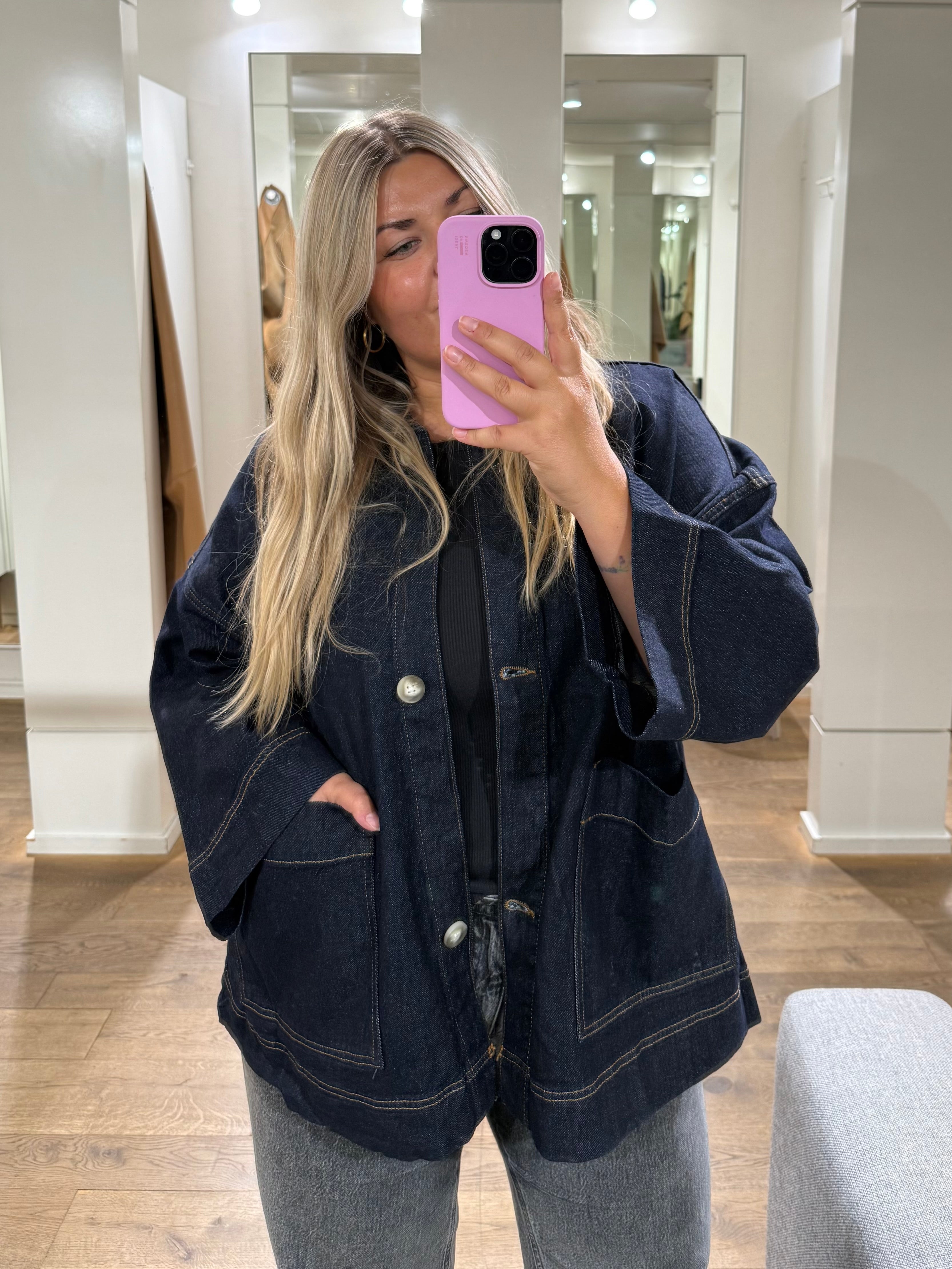 AWVERENA Denim Jacket - Dark Blue Denim