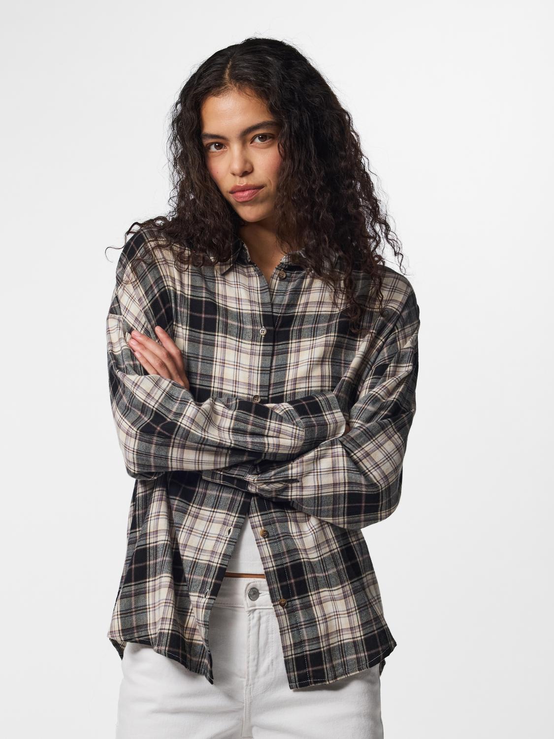 PCJANE Shirt - Grå x creme