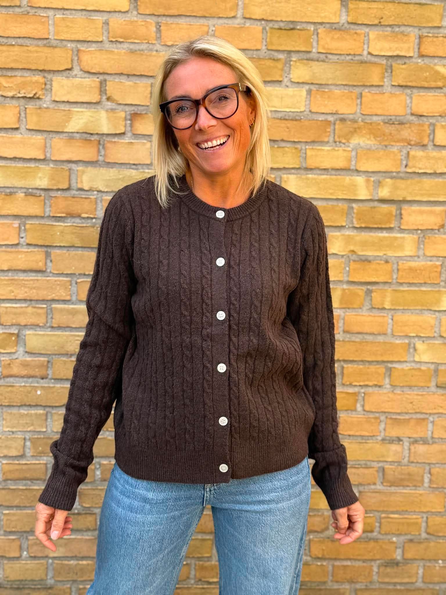 PCSILLY Knitted Cardigan - Hot Fudge