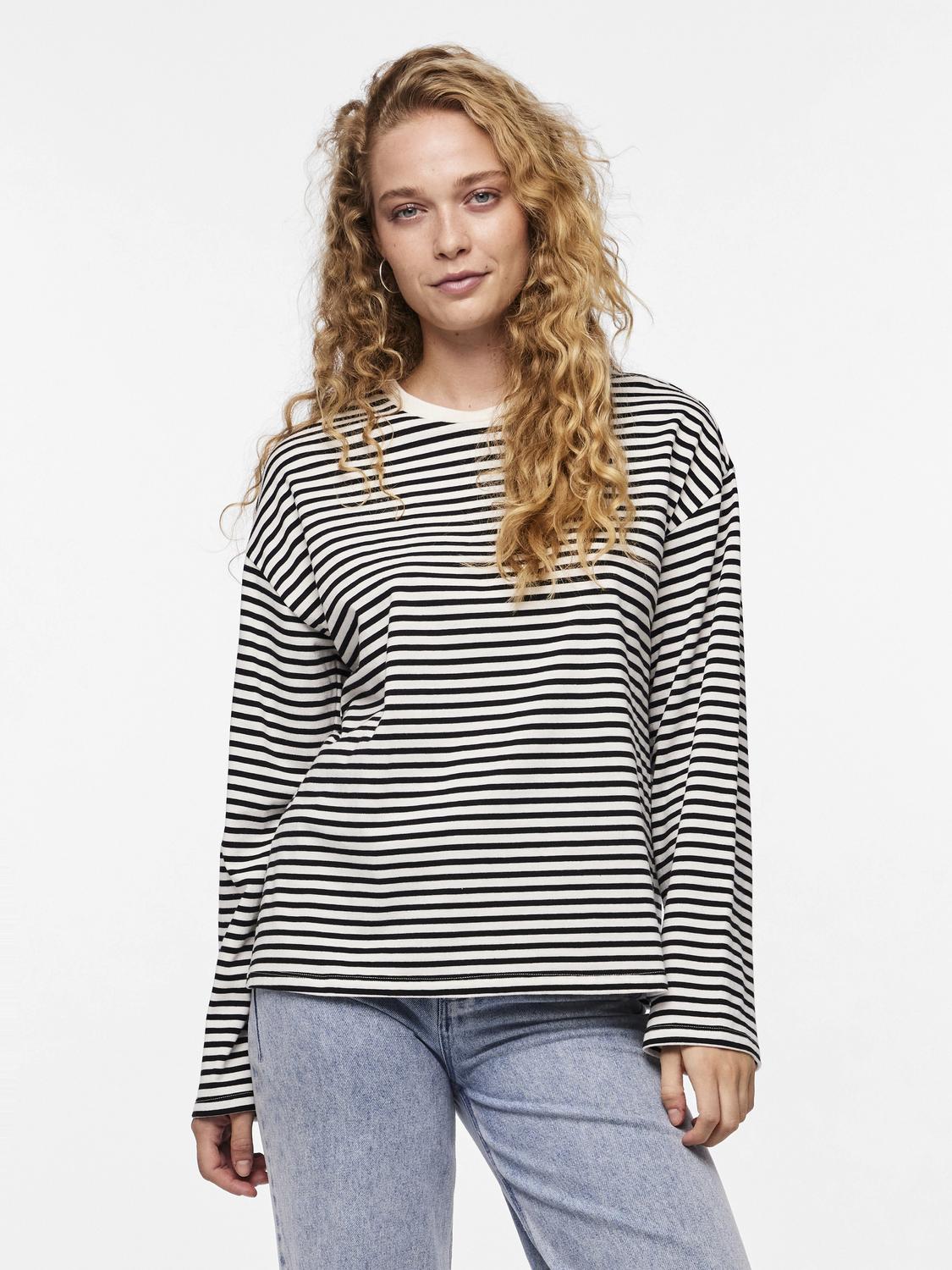 PCSADIE T-Shirt - Sorte striber