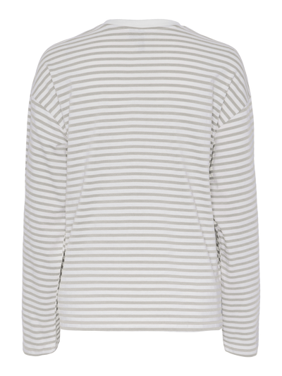 PCSADIE T-Shirt - hvid m. grå striber