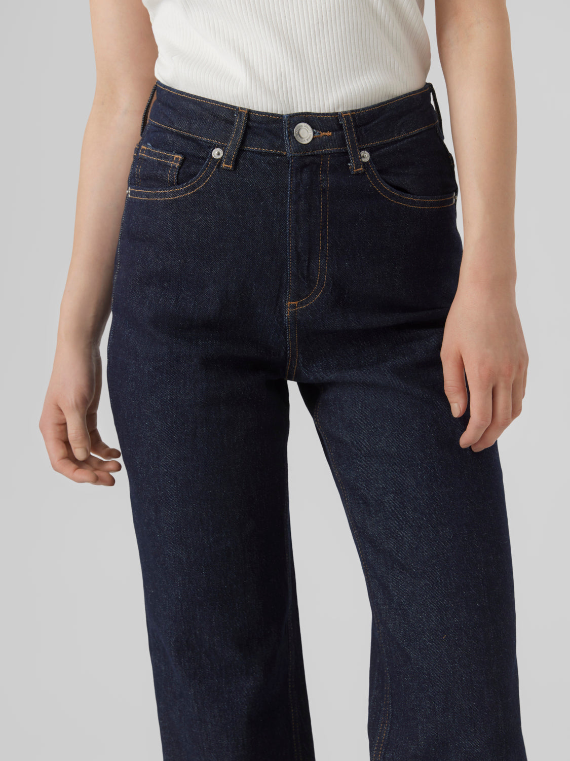 VMTESSA wide Jeans - Dark rinse Blue Denim